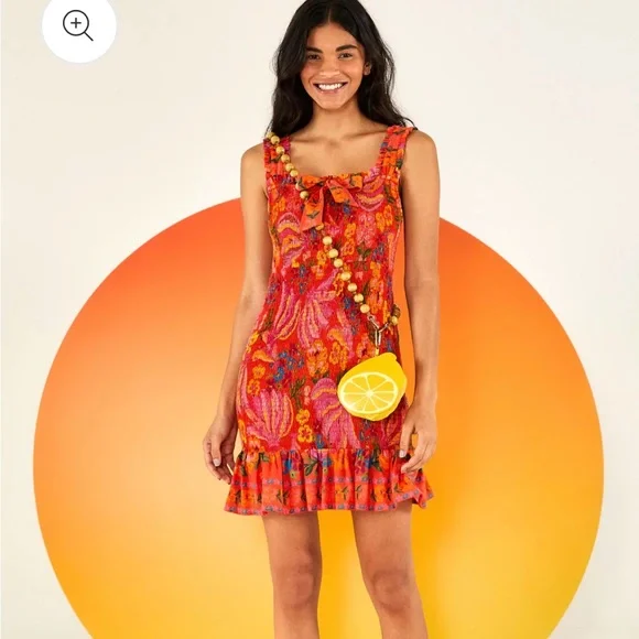 FARM Rio | Dresses | Farm Rio Red Spring Bananas Mini Dress | Poshmark